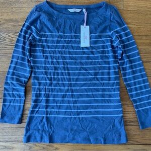 Vineyard Vines Blue Grey Striped 3/4 Long Sleeve Top Size Small NWT
